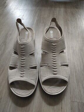 Bzees Knit Slingback Sandals in Light Beige
